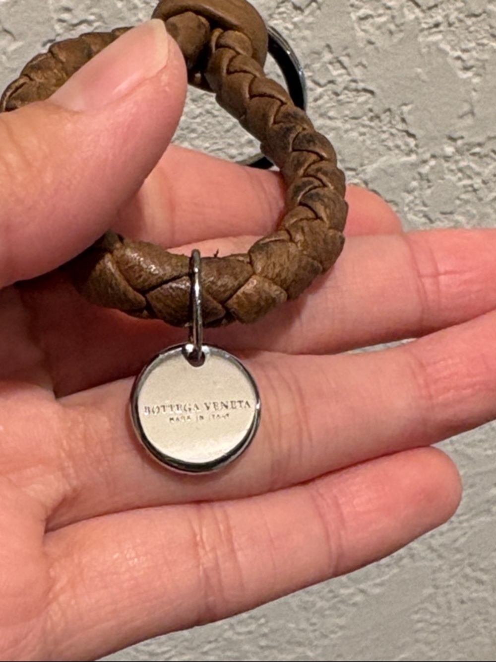 Bottega Veneta Braided Brown Leather Keychain Loop 925 - Picture 7 of 8
